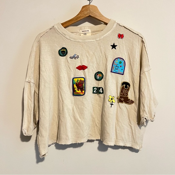 Free People Tricia Fix Vintage Patchwork Kk Tee Womens X-Small - Picture 2 of 7